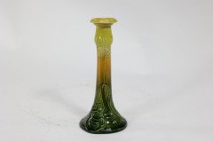 Bretby Pottery Attributed. a Green and Yellow Glaze Candlestick - Thumbnail 3