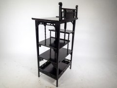 Anglo- Japanese Ebonized Display Shelves with Pagoda Sides & Fret Work Decoration - Thumbnail 5