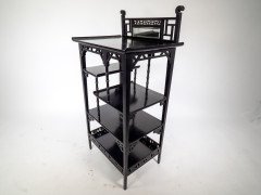 Anglo- Japanese Ebonized Display Shelves with Pagoda Sides & Fret Work Decoration - Thumbnail 7