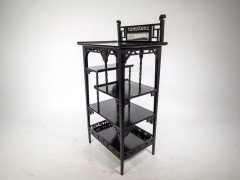 Anglo-Japanese Ebonized Display Shelves with Pagoda Sides & Fret Work Decoration - Thumbnail 8