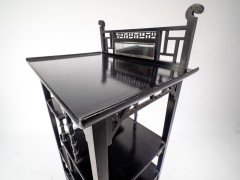 Anglo- Japanese Ebonized Display Shelves with Pagoda Sides & Fret Work Decoration - Thumbnail 9