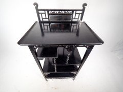 Anglo- Japanese Ebonized Display Shelves with Pagoda Sides & Fret Work Decoration - Thumbnail 11