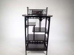 Anglo- Japanese Ebonized Display Shelves with Pagoda Sides & Fret Work Decoration - Thumbnail 12