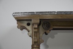 Charles Bevan, Attri. a Gothic Revival Oak Library or Sofa Table with Marble Top - Thumbnail 4
