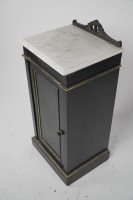 Heal & Son Aesthetic Movement Ebonized & Gilt Bedside Cupboard With Marble Top - Thumbnail 5
