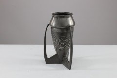 Archibald Knox Liberty & Co English Pewter 0226 an Embossed Pewter Rocket Vase - Thumbnail 3