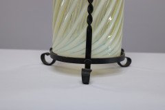 Arts & Crafts Iron Lantern with Original Swirling Vaseline/Uranium Glass shade. - Thumbnail 6