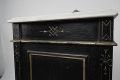 Heal & Son Aesthetic Movement Ebonized & Gilt Bedside Cupboard With Marble Top - Thumbnail 13
