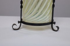 Arts & Crafts Iron Lantern with Original Swirling Vaseline/Uranium Glass shade. - Thumbnail 7