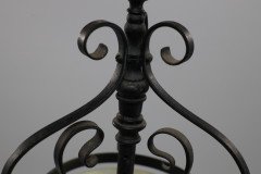 Arts & Crafts Iron Lantern with Original Swirling Vaseline/Uranium Glass shade. - Thumbnail 11