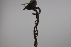 Arts & Crafts Iron Lantern with Original Swirling Vaseline/Uranium Glass shade. - Thumbnail 13