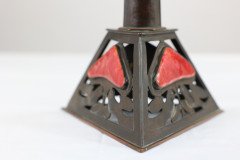 Richard Rathbone, Attr to C F A Voysey Arts & Crafts Copper & Enamel Candlestick - Thumbnail 12