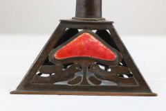 Richard Rathbone, Attr to C F A Voysey Arts & Crafts Copper & Enamel Candlestick - Thumbnail 11