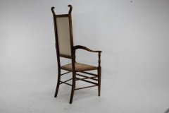 J. S. Henry Arts and Craft Walnut Armchair with Period Stylised Floral Fabric - Thumbnail 5