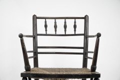 William Morris, an Arts and Crafts Ebonised Rush Seat Sussex Armchair - Thumbnail 15