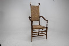J. S. Henry Arts and Craft Walnut Armchair with Period Stylised Floral Fabric - Thumbnail 8