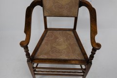 J. S. Henry Arts and Craft Walnut Armchair with Period Stylised Floral Fabric - Thumbnail 10