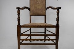 J. S. Henry Arts and Craft Walnut Armchair with Period Stylised Floral Fabric - Thumbnail 11