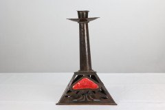 Richard Rathbone, Attr to C F A Voysey Arts & Crafts Copper & Enamel Candlestick - Thumbnail 5