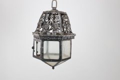 An Arts and Crafts Hand Forged Blacksmith Made Iron Lantern with Stylised Petals - Thumbnail 2