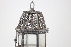 An Arts and Crafts Hand Forged Blacksmith Made Iron Lantern with Stylised Petals - Thumbnail 4