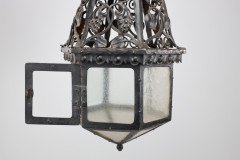 An Arts and Crafts Hand Forged Blacksmith Made Iron Lantern with Stylised Petals - Thumbnail 5