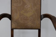 J. S. Henry Arts and Craft Walnut Armchair with Period Stylised Floral Fabric - Thumbnail 15