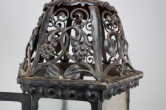 An Arts and Crafts Hand Forged Blacksmith Made Iron Lantern with Stylised Petals - Thumbnail 6