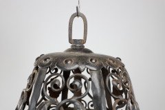 An Arts and Crafts Hand Forged Blacksmith Made Iron Lantern with Stylised Petals - Thumbnail 7