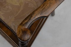 J. S. Henry Arts and Craft Walnut Armchair with Period Stylised Floral Fabric - Thumbnail 17