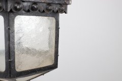 An Arts and Crafts Hand Forged Blacksmith Made Iron Lantern with Stylised Petals - Thumbnail 9