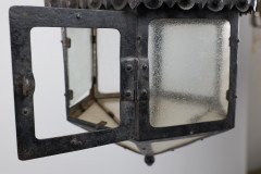 An Arts and Crafts Hand Forged Blacksmith Made Iron Lantern with Stylised Petals - Thumbnail 12