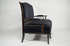 Collinson & Lock. an Anglo- Japanese Mahogany Settee with Carved & Scrolled Arms - Thumbnail 4
