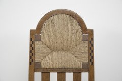 George Walton, attributed. Pair of Arts & Crafts Chairs with Bold Chequer Inlays - Thumbnail 8