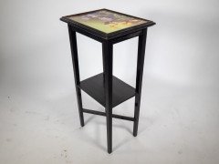Aesthetic Movement – Ebonised Tile-Top Side Table with Floral Design (c.1880) - Thumbnail 3