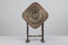 An Arts & Crafts Silver Plated Mantel Clock with Mottled Blue Ruskin Jewels - Thumbnail 5