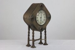 An Arts & Crafts Silver Plated Mantel Clock with Mottled Blue Ruskin Jewels - Thumbnail 8