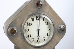 An Arts & Crafts Silver Plated Mantel Clock with Mottled Blue Ruskin Jewels - Thumbnail 10