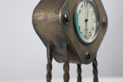 An Arts & Crafts Silver Plated Mantel Clock with Mottled Blue Ruskin Jewels - Thumbnail 12