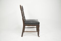 Thomas Jeckyll Style a Pair Aesthetic Movement Oak Dining Chairs with Sunflowers - Thumbnail 4
