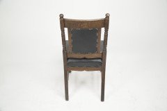 Thomas Jeckyll Style a Pair Aesthetic Movement Oak Dining Chairs with Sunflowers - Thumbnail 5