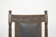 Thomas Jeckyll Style a Pair Aesthetic Movement Oak Dining Chairs with Sunflowers - Thumbnail 6