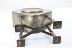 An Arts & Crafts Silver Plated Mantel Clock with Mottled Blue Ruskin Jewels - Thumbnail 15