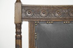 Thomas Jeckyll Style a Pair Aesthetic Movement Oak Dining Chairs with Sunflowers - Thumbnail 7