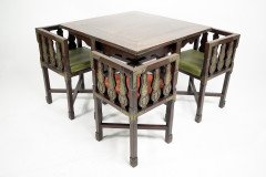 A Rare Late 19th-century Japanese Export Square Dining Table with Four Matching Corner Chairs - Thumbnail 2