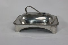 William Hutton Arts & Crafts Pewter Muffin Dish with a Ruskin Jewel to the Lid - Thumbnail 8