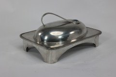 William Hutton Arts & Crafts Pewter Muffin Dish with a Ruskin Jewel to the Lid - Thumbnail 9