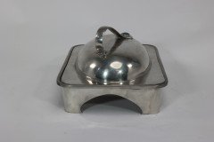 William Hutton Arts & Crafts Pewter Muffin Dish with a Ruskin Jewel to the Lid - Thumbnail 10