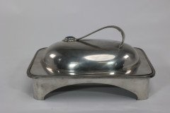 William Hutton Arts & Crafts Pewter Muffin Dish with a Ruskin Jewel to the Lid - Thumbnail 12