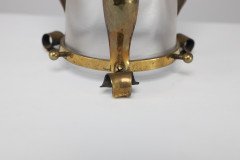 An Arts and Crafts Hammered Brass Lantern with Opaque Ribbed Glass Liner - Thumbnail 15
